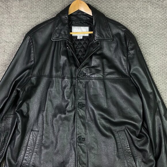 Wilsons Leather M. Julian Leather Jacket Men's Large Black Button Up Front - Picture 4 of 15